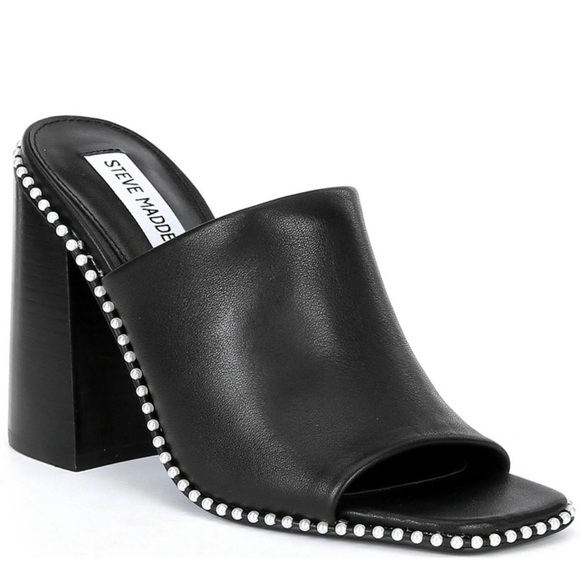 Steve Madden Shoes - Steve Madden Leather Block Heel Pearl  Decoded Sandals